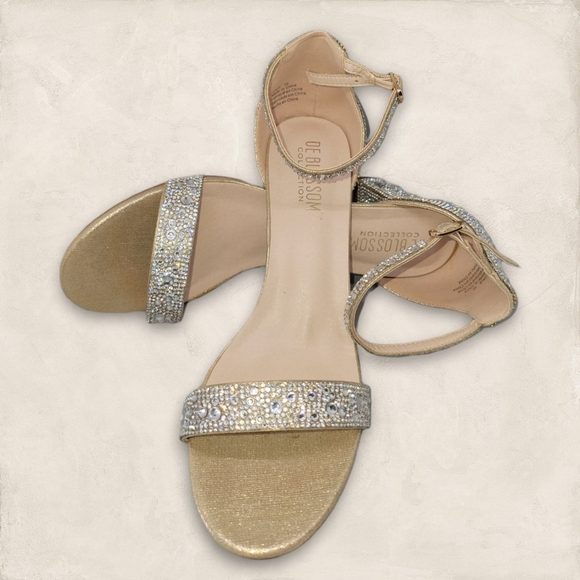 Rhinestone covered open toed heels. Great for any occasion. Worn once. - Picture 5 of 8